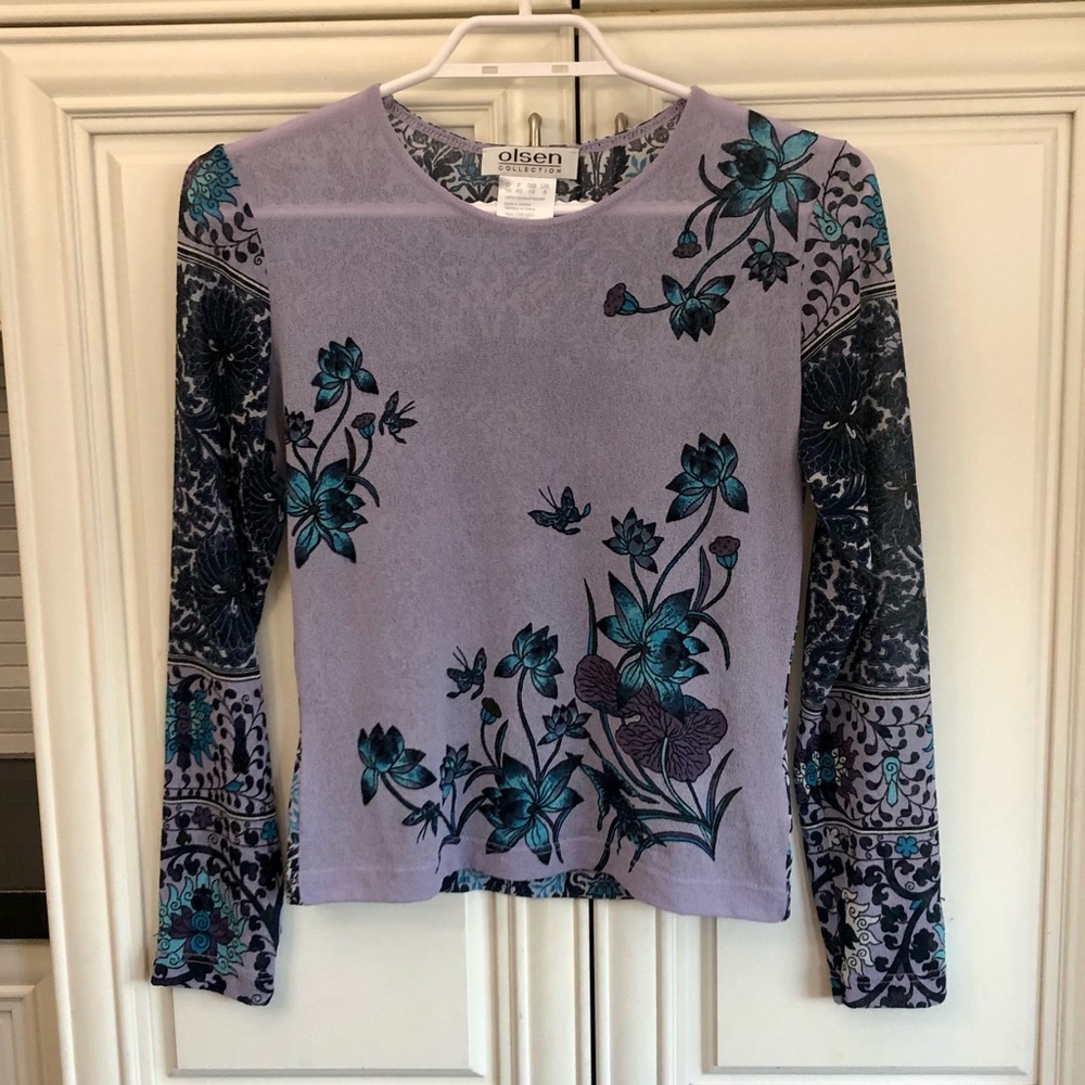 Olsen almost sheer women’s floral top